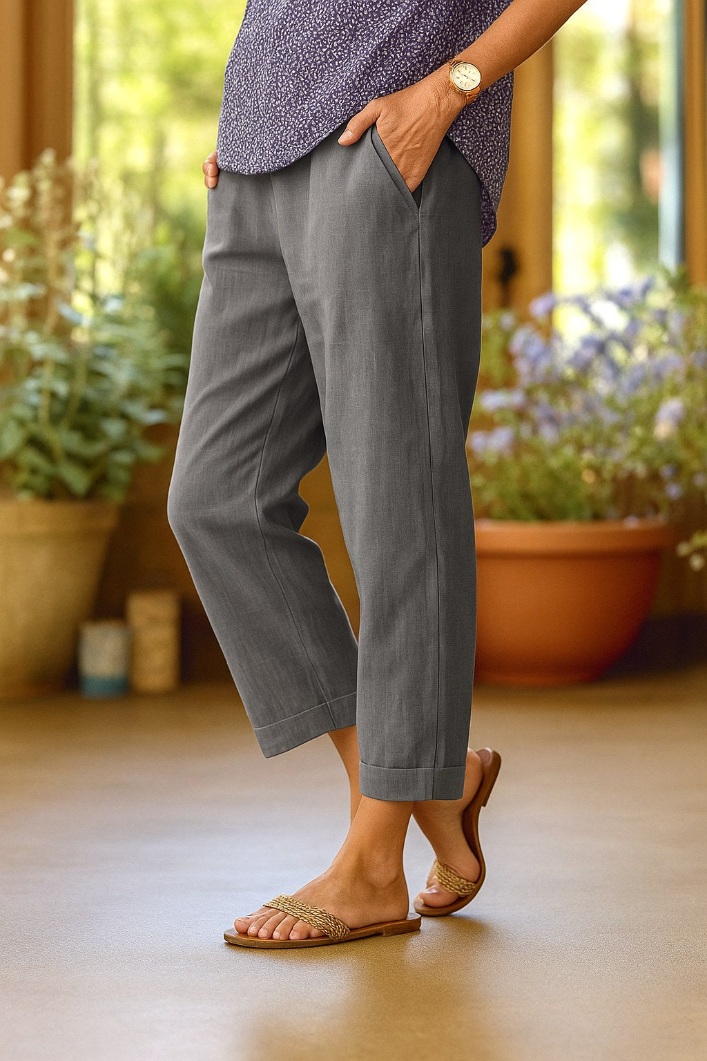 Sarah | Women's Lightweight Summer Trousers - Brown