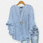 Savannah | Women's Elegant Floral Breathable Blouse - Blue