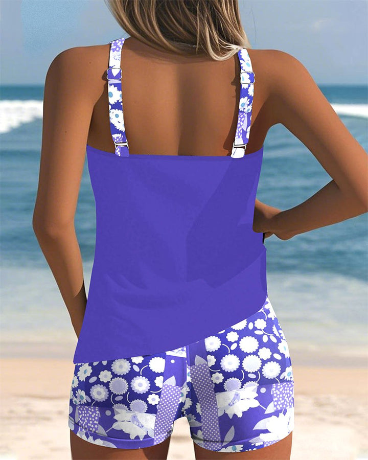 Savannah | Women's Floral Two-Piece Swimsuit - Light Blue