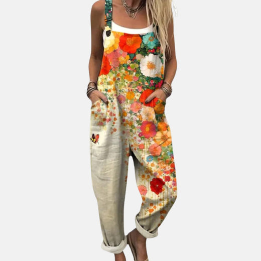 Savannah | Women's Printed Denim Jumpsuit - image 1