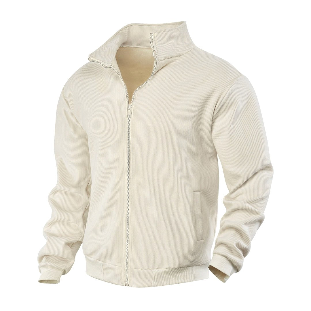 Janet | Women's Zip-Through Cardigan with Stand Collar, Ribbed Knit Cardigan | The Dress Cellar