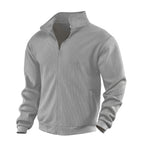 Janet | Women's Zip-Through Cardigan with Stand Collar, Ribbed Knit Cardigan | The Dress Cellar