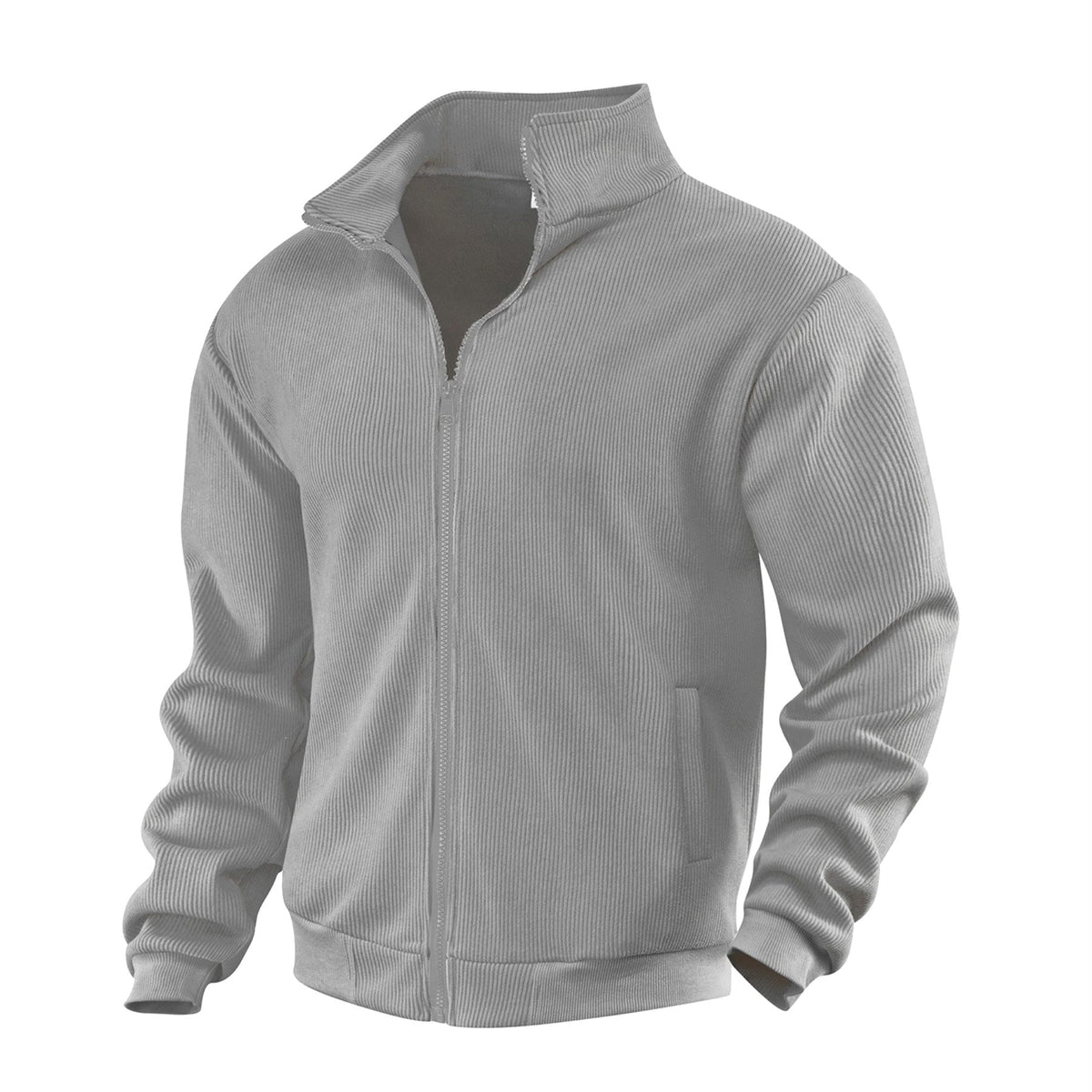 Janet | Women's Zip-Through Cardigan with Stand Collar, Ribbed Knit Cardigan | The Dress Cellar