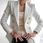 Scarlett | Women's Double-Breasted Tailored Blazer - White