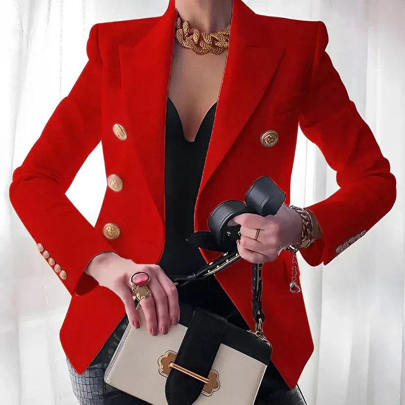 Scarlett | Women's Double-Breasted Tailored Blazer - Red