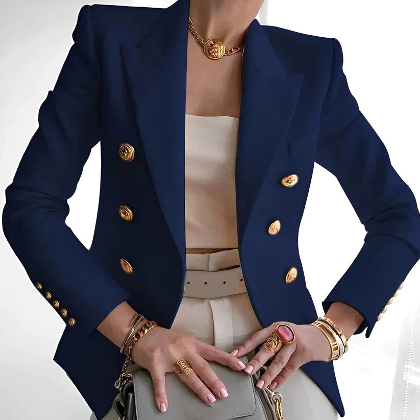 Scarlett | Women's Double-Breasted Tailored Blazer - Navy Blue
