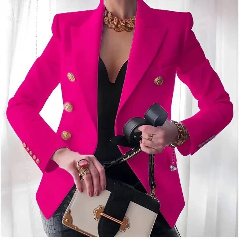 Scarlett | Women's Double-Breasted Tailored Blazer - Pink