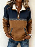 Chelsea | Women's Ethnic-Print Hooded Sweater, Color-Block Fall Sweatshirt | The Dress Cellar