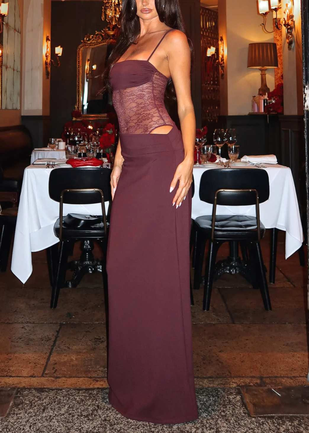 Scarlett | Women's Long Corset Dress with Lace Details - image 9