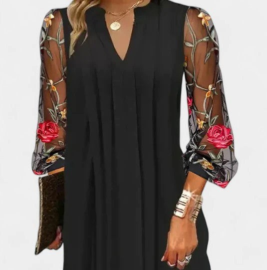 Scarlett | Women's V-Neck Sheer Sleeve Mini Dress - image 4