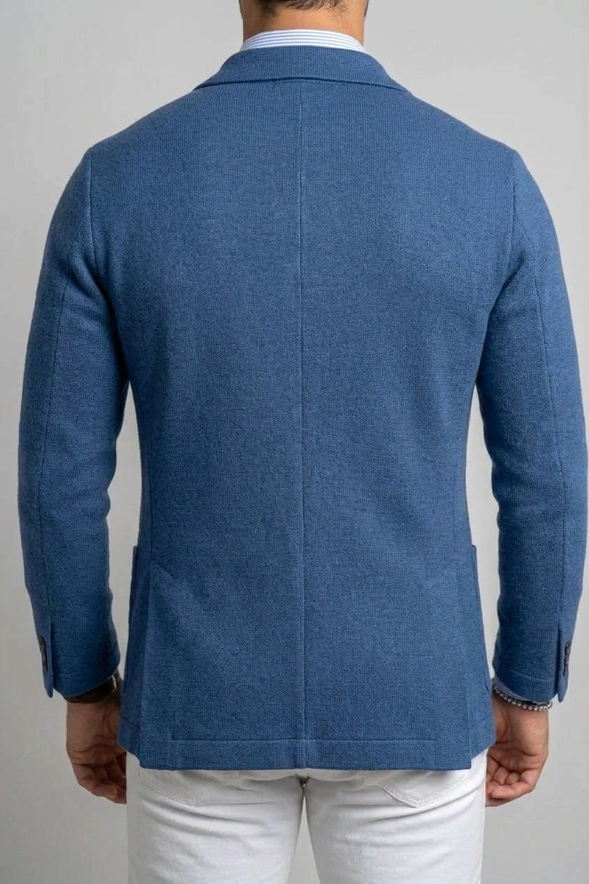 Sebastian | Men's Denim Blazer with Lapels, Structured Button Blazer | The Dress Cellar