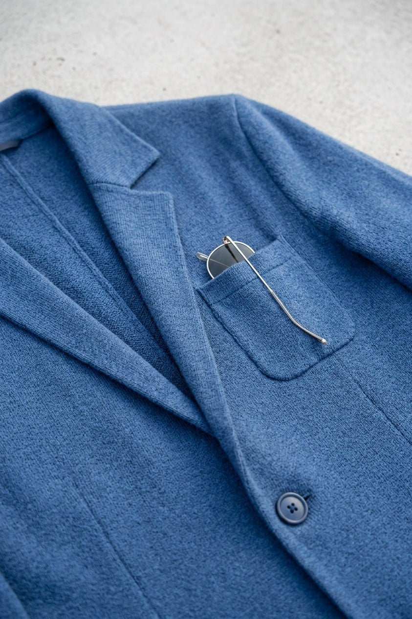 Sebastian | Men's Denim Blazer with Lapels, Structured Button Blazer | The Dress Cellar