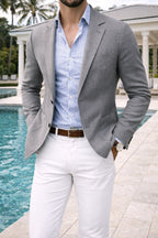 Sebastian | Men's Denim Blazer with Lapels, Structured Button Blazer | The Dress Cellar