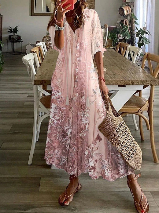 Seraphina | Women's Floral Maxi Casual Summer Dress - Pink