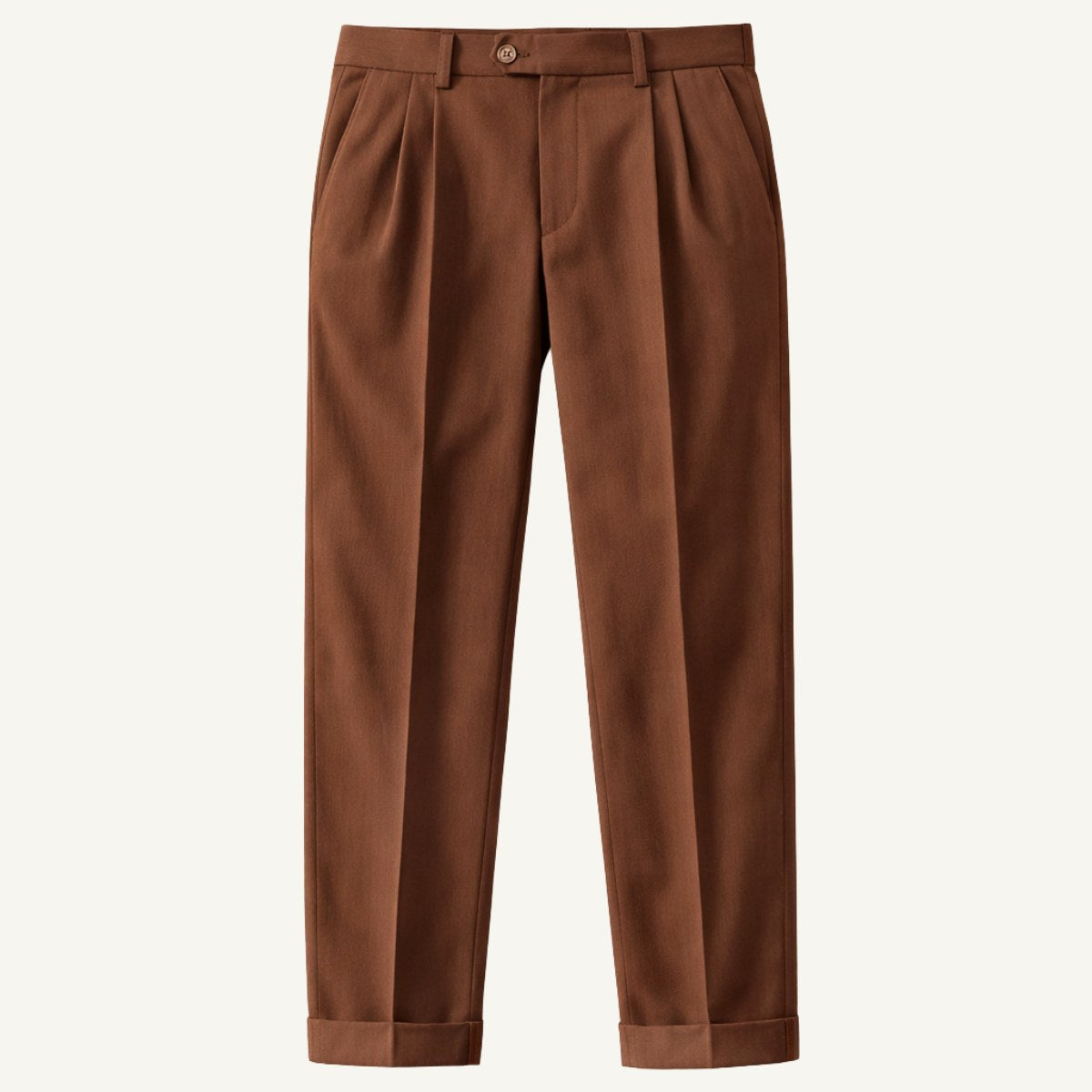Shane | Men's High Waist Double Pleated Trousers, Tailored Formal Trousers | The Dress Cellar | Brown