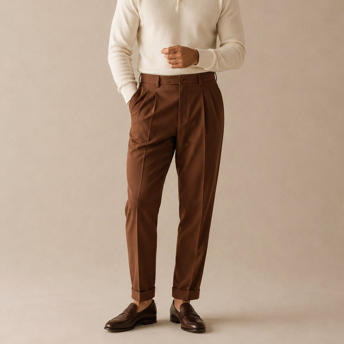 Shane | Men's High Waist Double Pleated Trousers, Tailored Formal Trousers | The Dress Cellar | Black