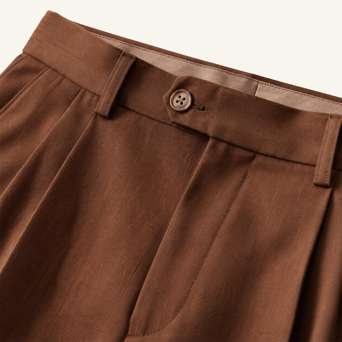 Shane | Men's High Waist Double Pleated Trousers, Tailored Formal Trousers | The Dress Cellar | Apricot