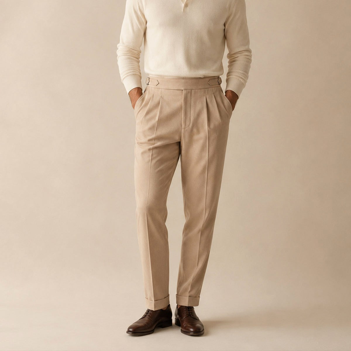 Shane | Men's High Waist Double Pleated Trousers, Tailored Formal Trousers | The Dress Cellar