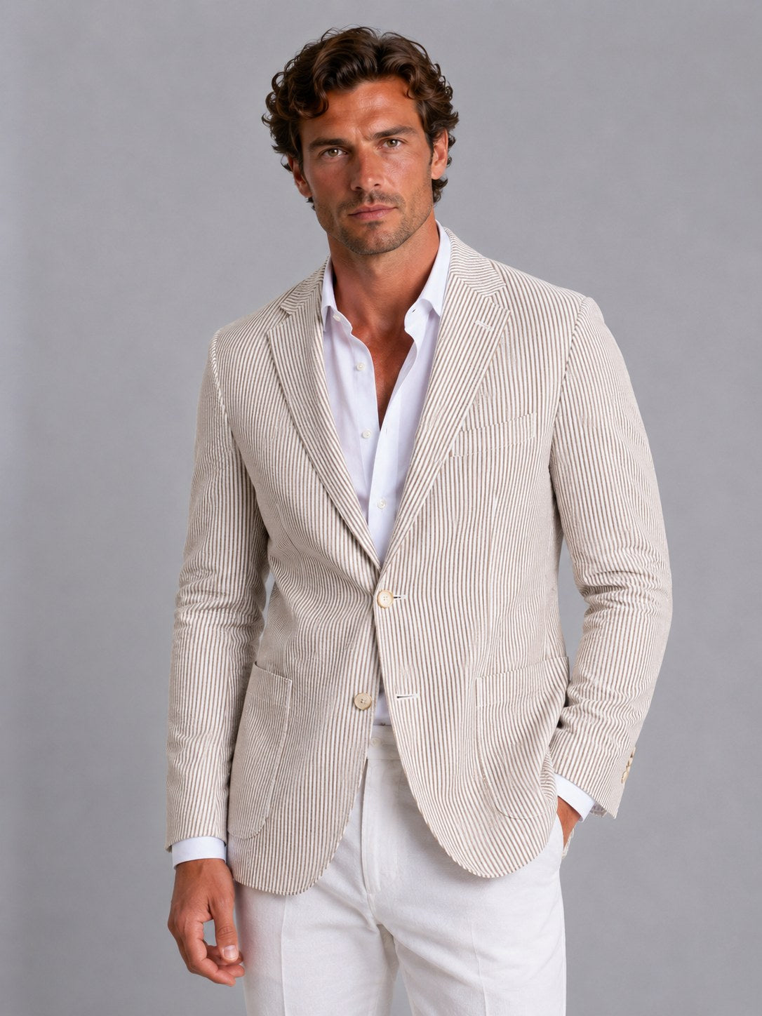 Shaun | Men's Striped Tailored Blazer, Lightweight Suit Jacket | The Dress Cellar