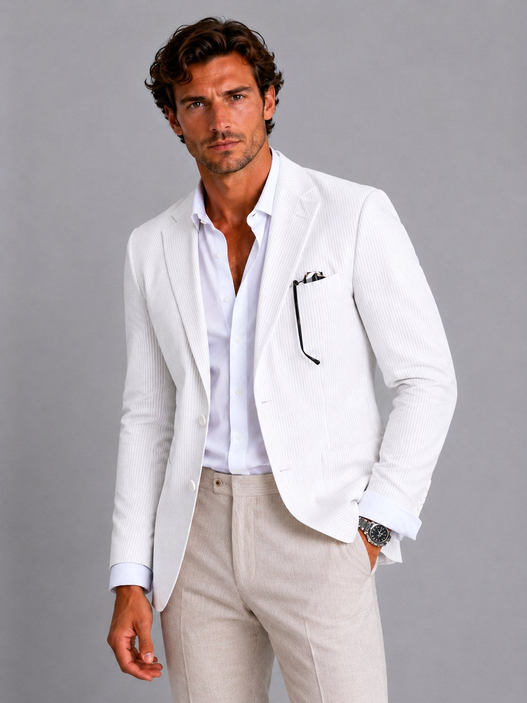 Shaun | Men's Striped Tailored Blazer, Lightweight Suit Jacket | The Dress Cellar