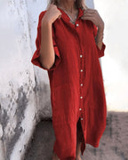 Sienna | Women's Lightweight Shirt Dress - Red