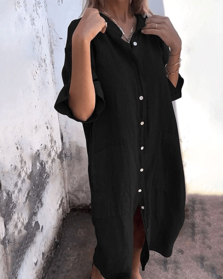 Sienna | Women's Lightweight Shirt Dress - Black