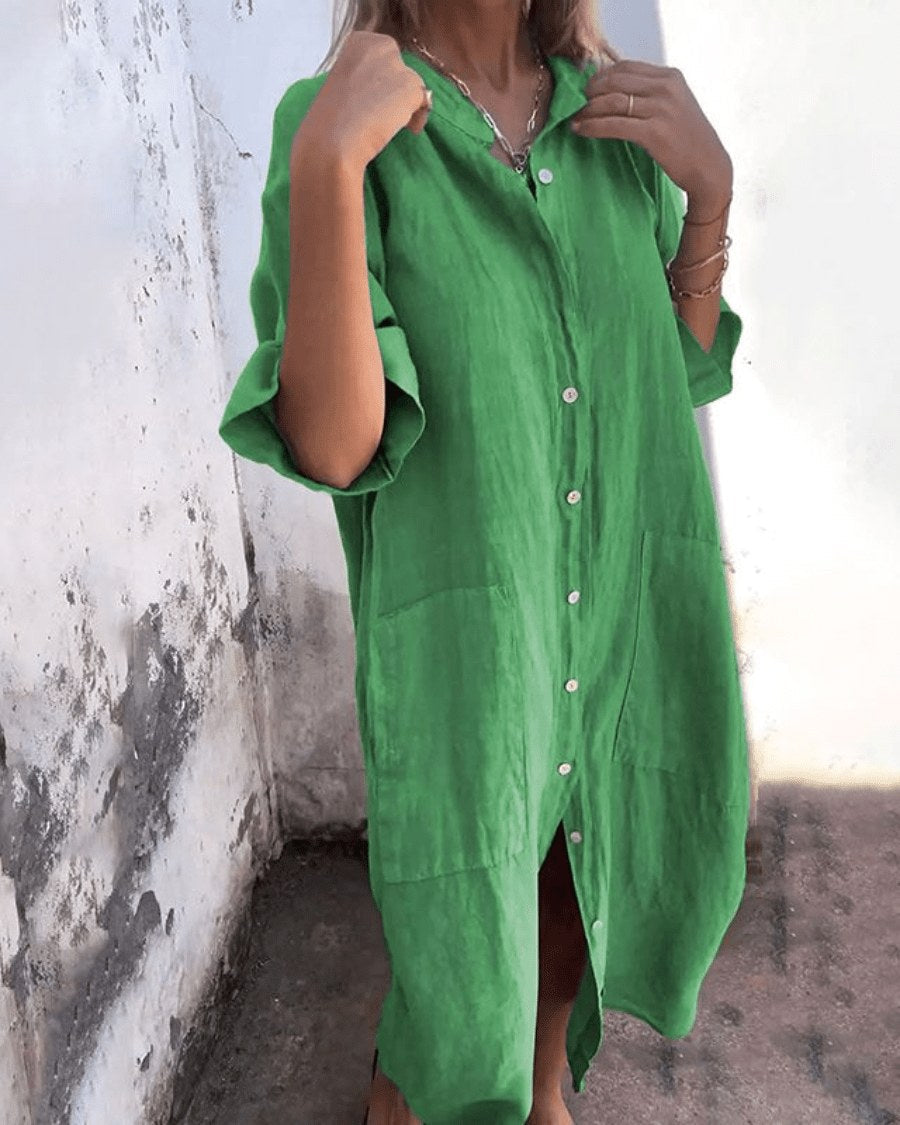 Sienna | Women's Lightweight Shirt Dress - Green