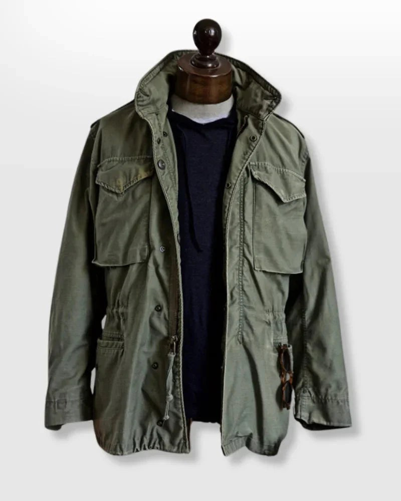 Simon | Men's Military Field Jacket, Adjustable Drawstring Outdoor Jacket | The Dress Cellar | Black