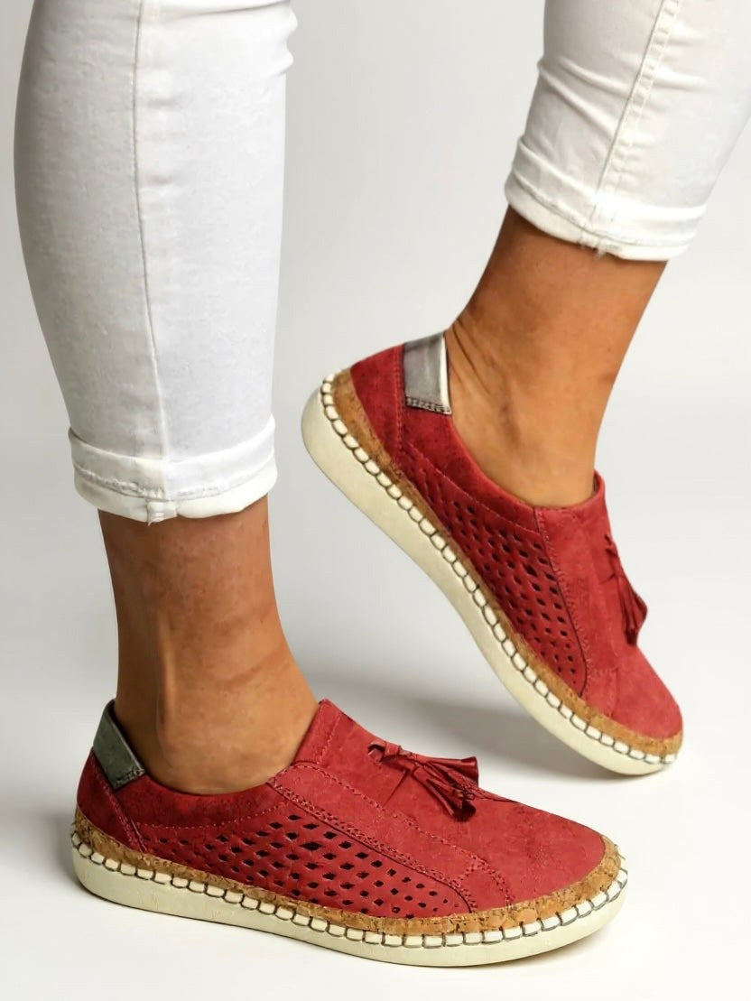 Solea | Women's Tassel Slip-On Shoes - Red