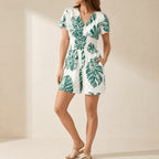 Soleila | Women's Tropical Wrap Romper With Pockets - image 11