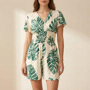 Soleila | Women's Tropical Wrap Romper With Pockets
