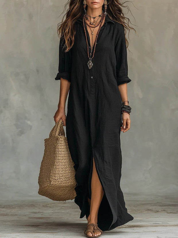 Soline | Women's Long Button-Front Maxi Dress - image 1