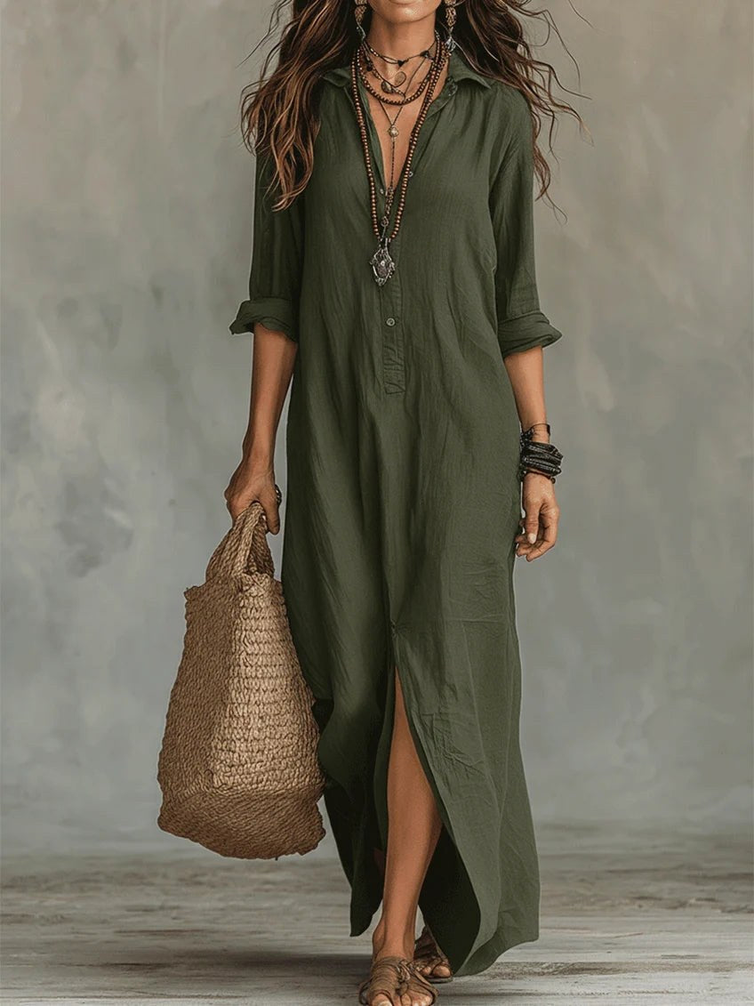 Soline | Women's Long Button-Front Maxi Dress - image 7