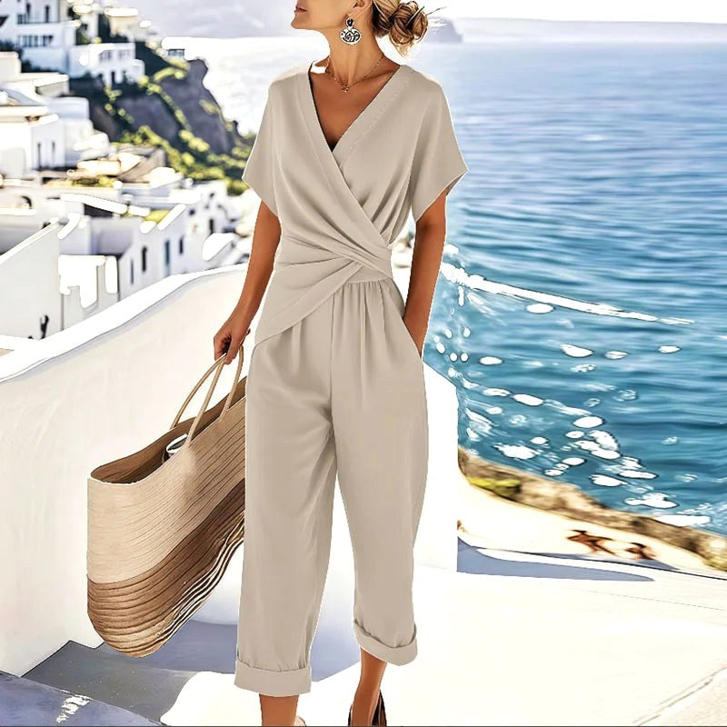 Sophia | Women's Elegant Wrap Two-Piece Set - Apricot