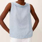 Sophia | Women's Sleeveless Roll Collar Top - Pink