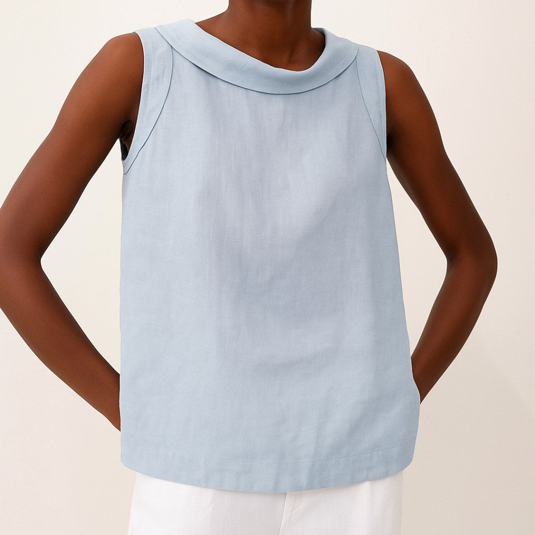 Sophia | Women's Sleeveless Roll Collar Top - Pink