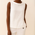 Sophia | Women's Sleeveless Roll Collar Top - black