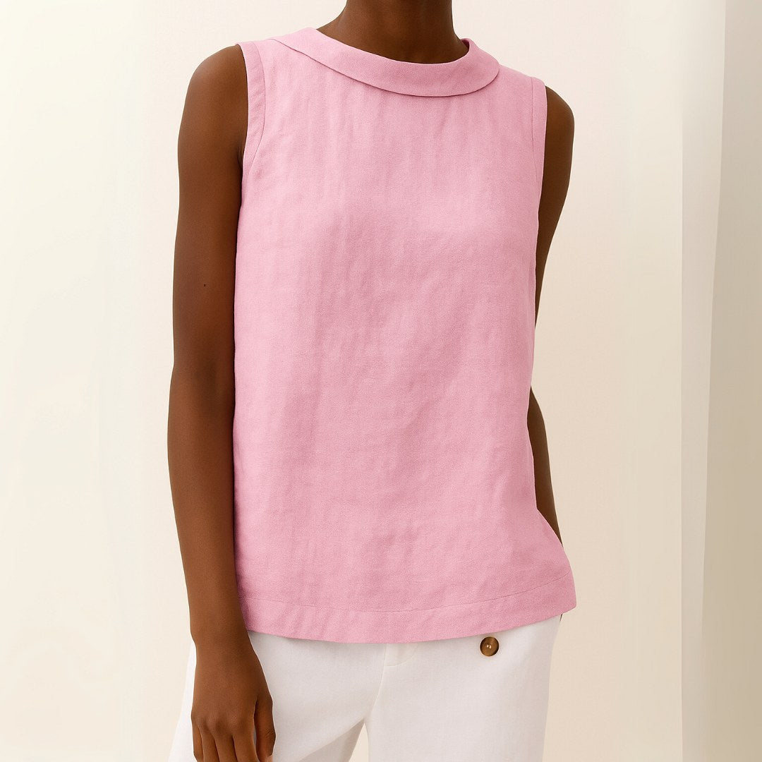 Sophia | Women's Sleeveless Roll Collar Top - image 7