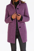 Destiny | Women's Wool-Blend Coat with High Collar, Warm Fall Coat | The Dress Cellar