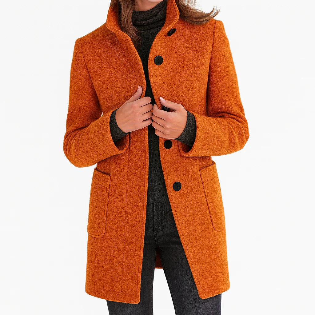 Destiny | Women's Wool-Blend Coat with High Collar, Warm Fall Coat | The Dress Cellar