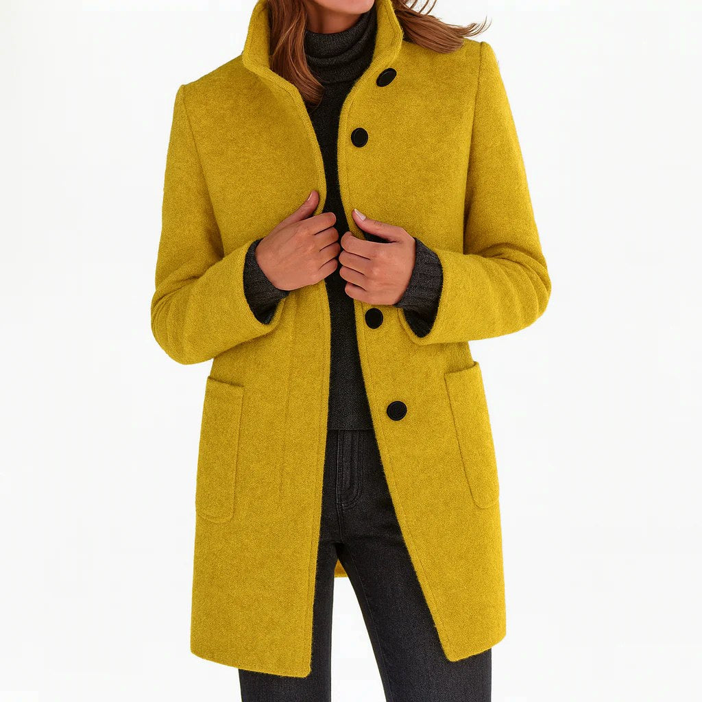 Destiny | Women's Wool-Blend Coat with High Collar, Warm Fall Coat | The Dress Cellar