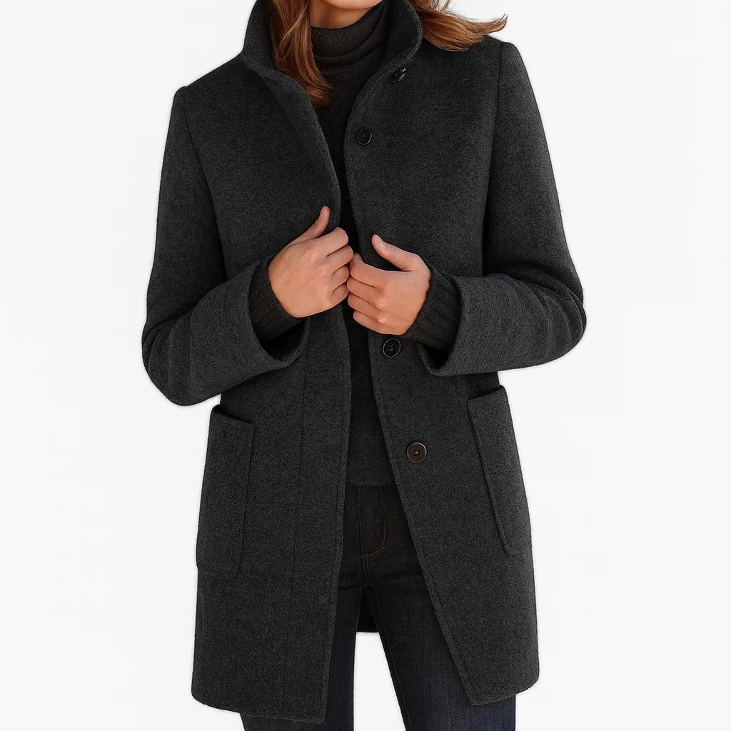 Destiny | Women's Wool-Blend Coat with High Collar, Warm Fall Coat | The Dress Cellar