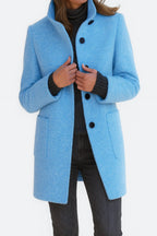 Destiny | Women's Wool-Blend Coat with High Collar, Warm Fall Coat | The Dress Cellar