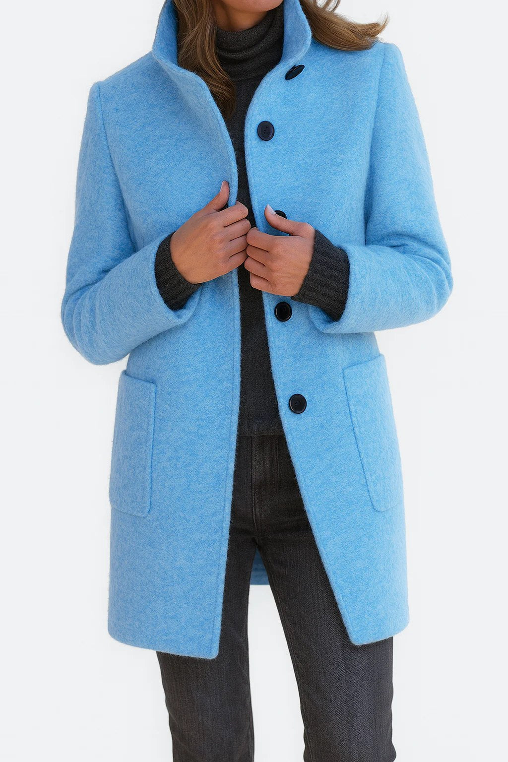 Destiny | Women's Wool-Blend Coat with High Collar, Warm Fall Coat | The Dress Cellar