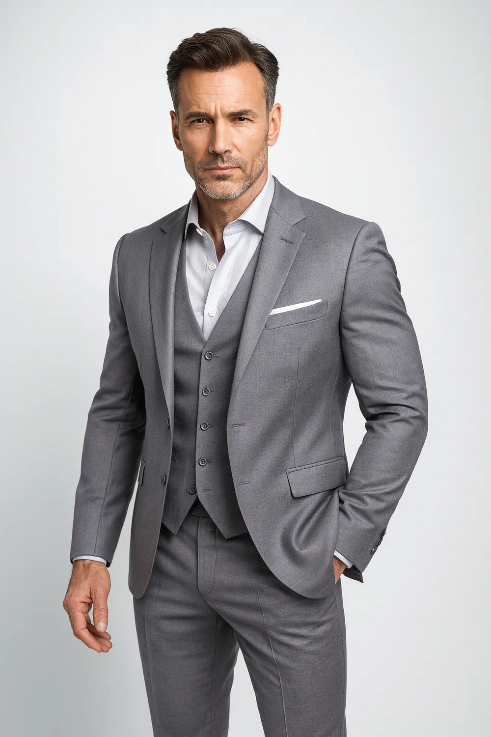 Gregory | Men's Three-Piece Tailored Suit with Vest, Formal Blazer Suit | The Dress Cellar