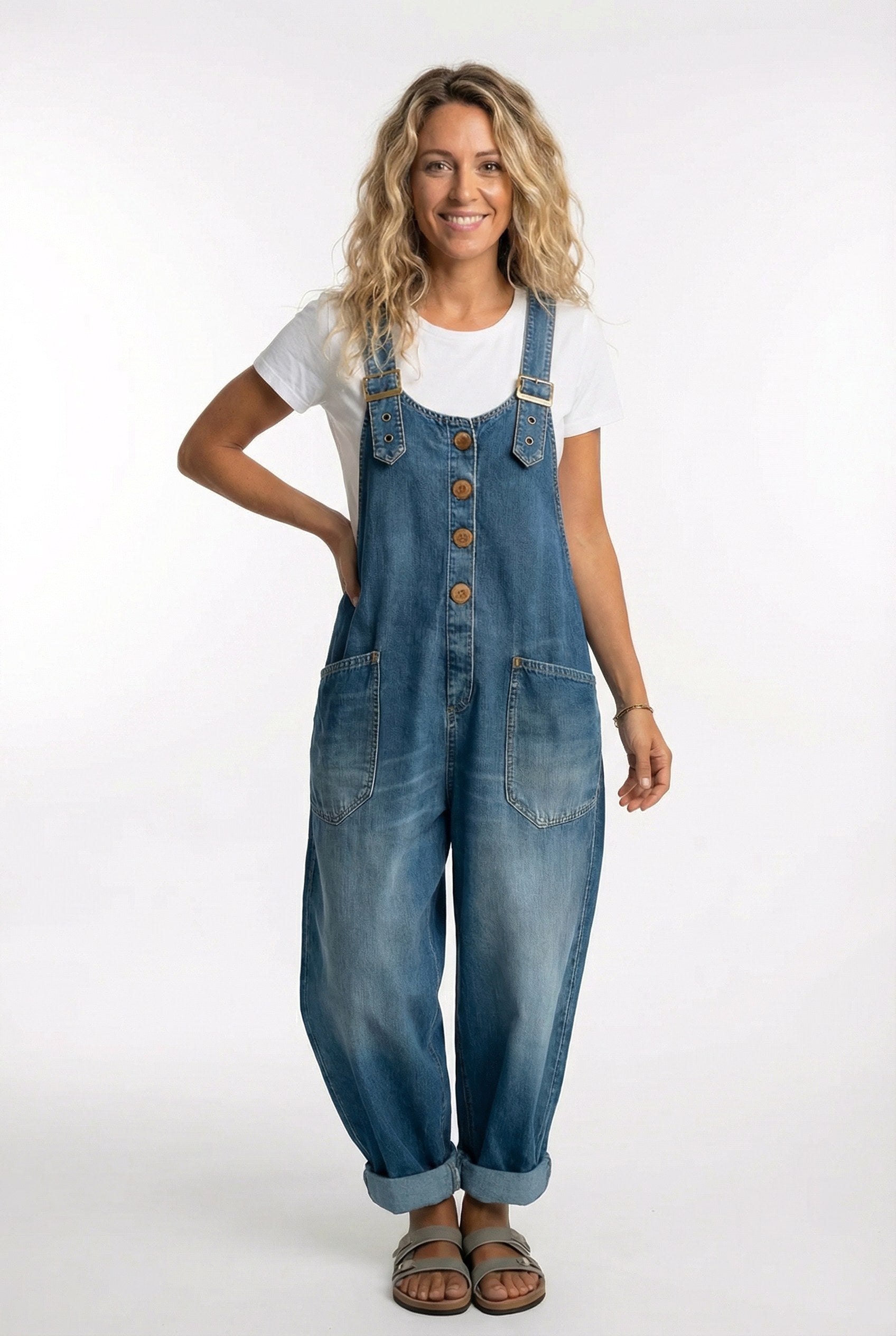 Stella | Women's Adjustable Buckle Denim Overalls - image 1