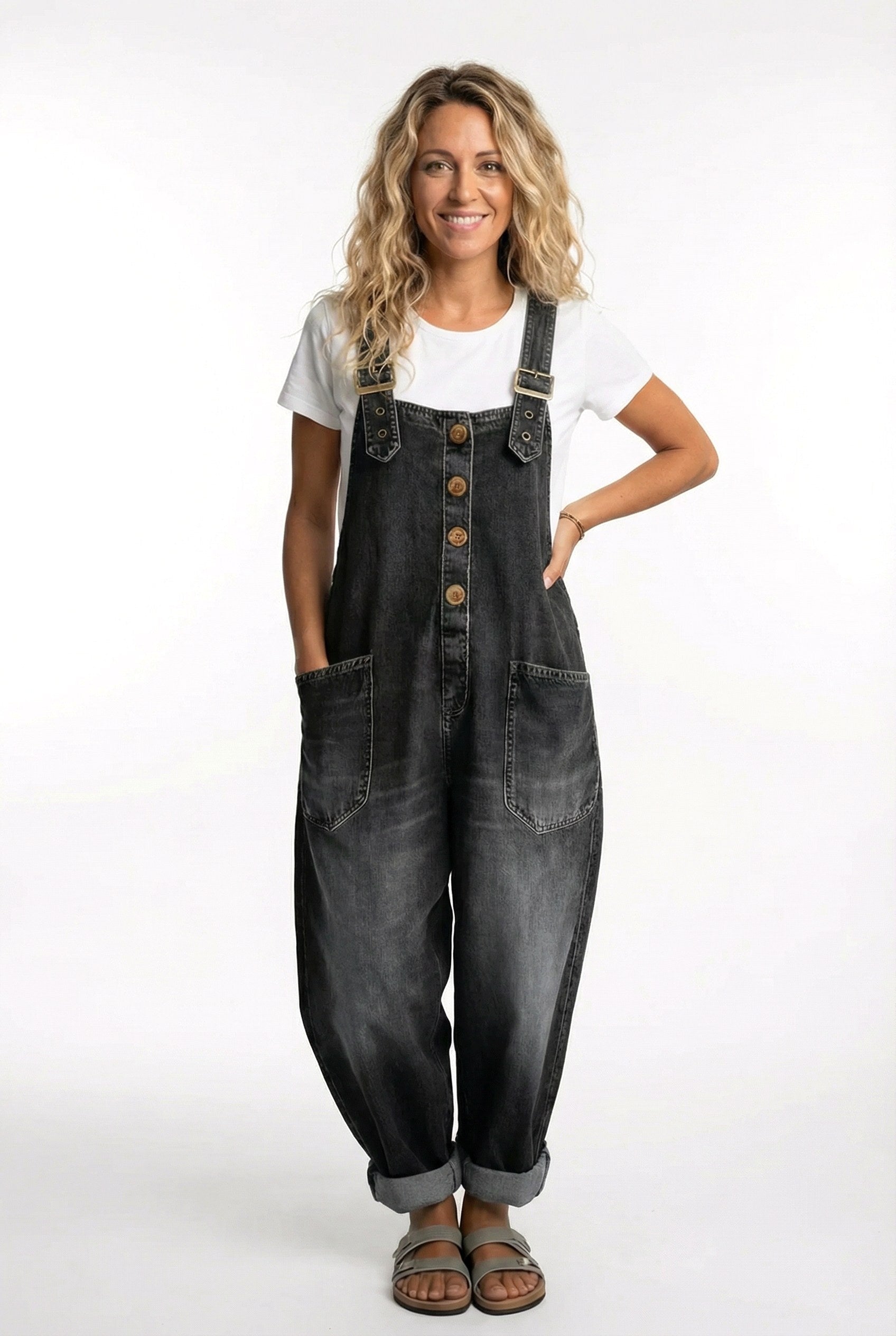 Stella | Women's Adjustable Buckle Denim Overalls - image 3