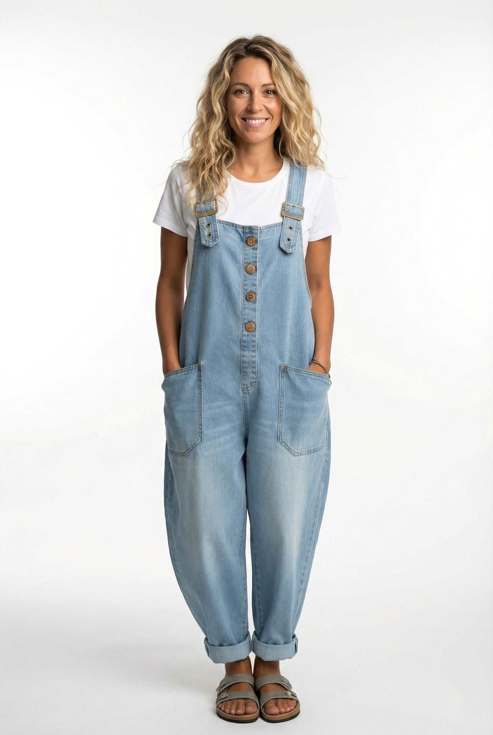 Stella | Women's Adjustable Buckle Denim Overalls - image 5