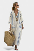 Stella | Women's Elegant Maxi Dress - Beige Green
