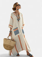Stella | Women's Elegant Maxi Dress - White Light Pink